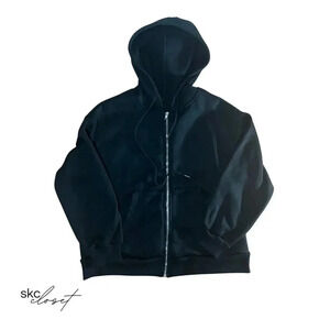 SHEIN MOOSTA Black Drawstring Drop Shoulder Hoodie, Small
